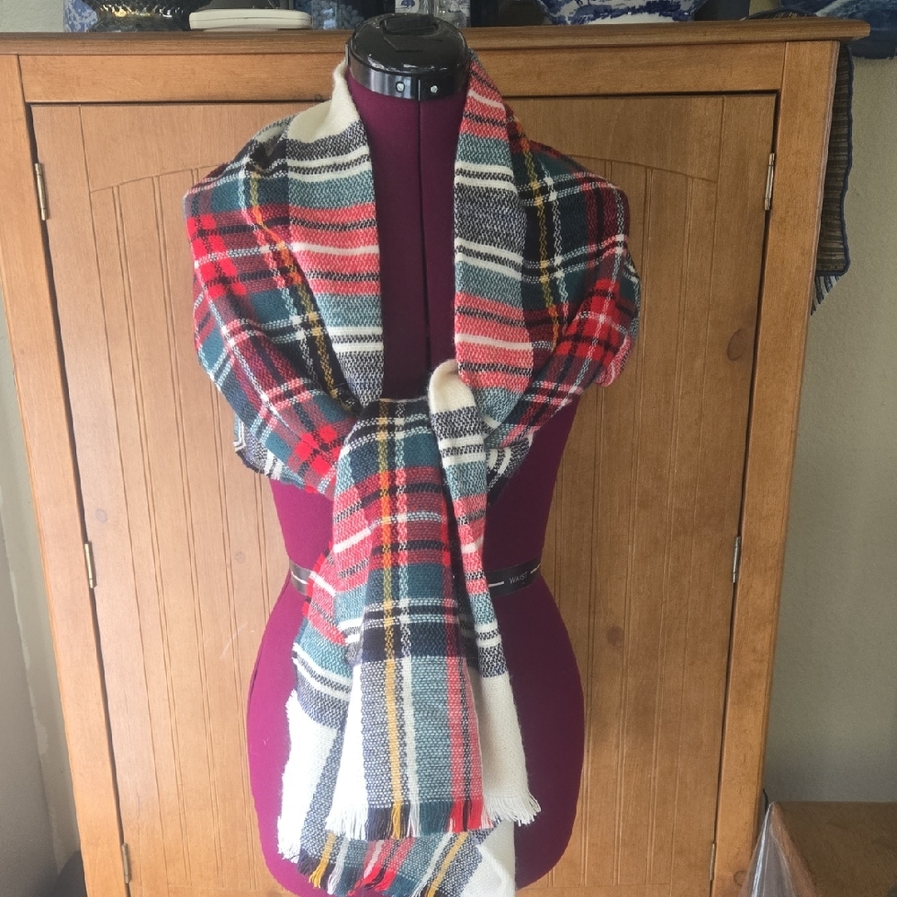 078 Plaid Multicolor Scarf Or Shawl